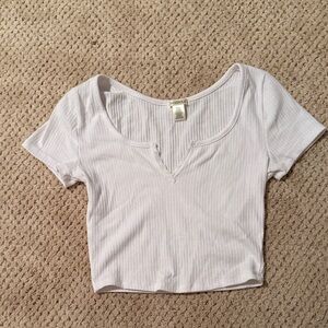 White Ribbed Crop Top